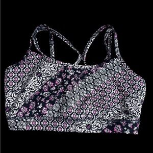 GAIAM Black and Pink Patterned Sports Bra